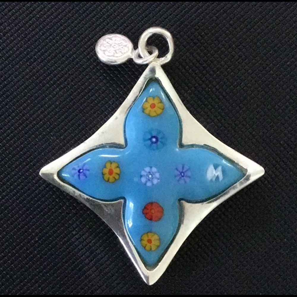 🆕Murano Glass Millefiori Silver Star Pendant